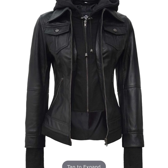 Angel Jackets Tralee Black Bomber Lambskin Leather Jacket with Removable Hood - Picture 5 of 10